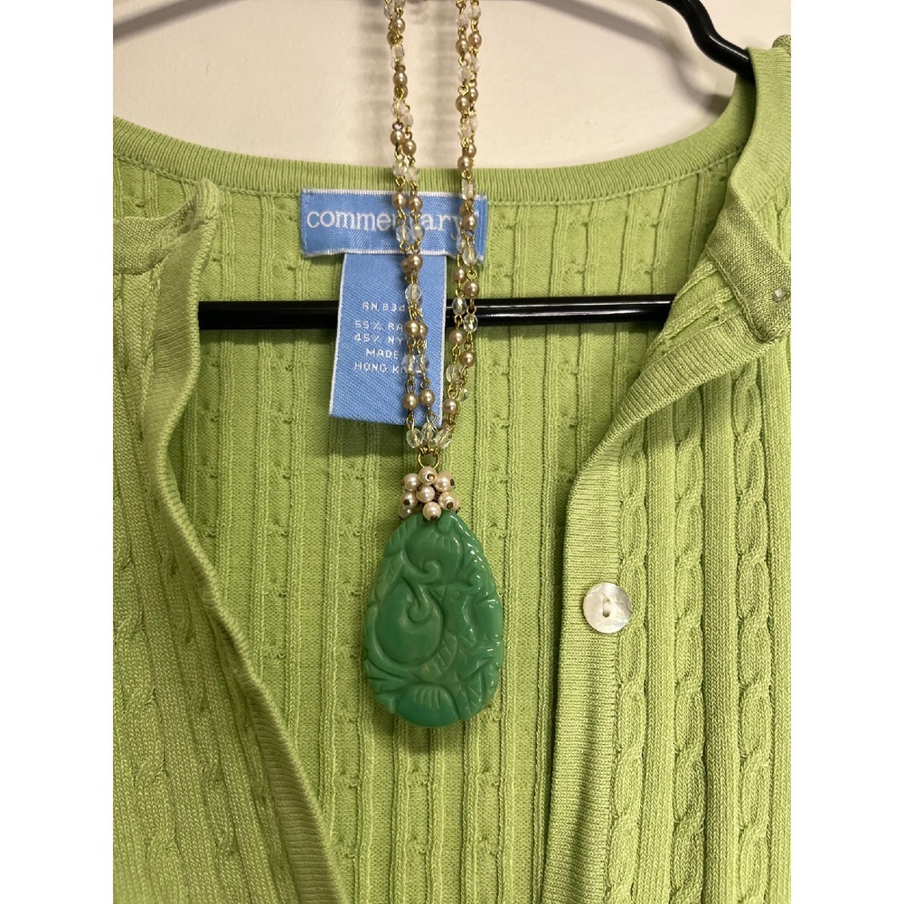 Commentary Women's Green Cardigan‎ Textures Knit Sweater Size L - Picture 5 of 7